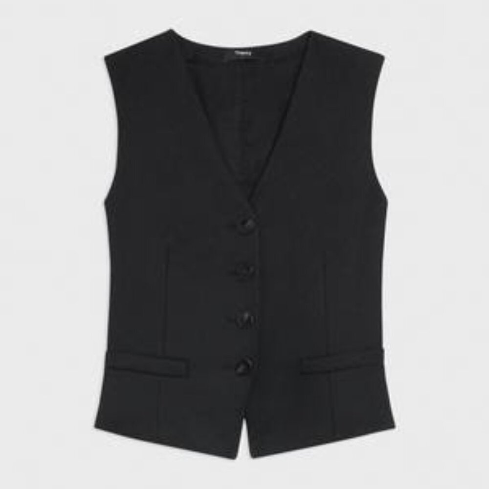 Theory waistcoat, black wool flannel, size 0, NWT